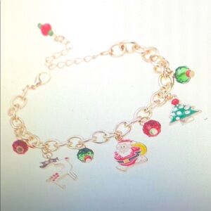 Gold and Red Charm Bracelet with Polished Finish
